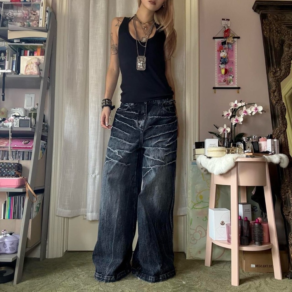 Size 24 Minga London Volt Blue Baggy Heavyweight Jeans